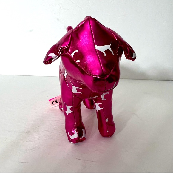 NWT Victoria’s Secret PINK Metallic All-Over Print Stuffed Dog Toy Logo - Picture 2 of 6